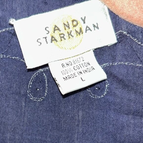 Sandy Starkman embroidered leaves navy blue silver sparkle sequins HOLID… - Picture 2 of 3